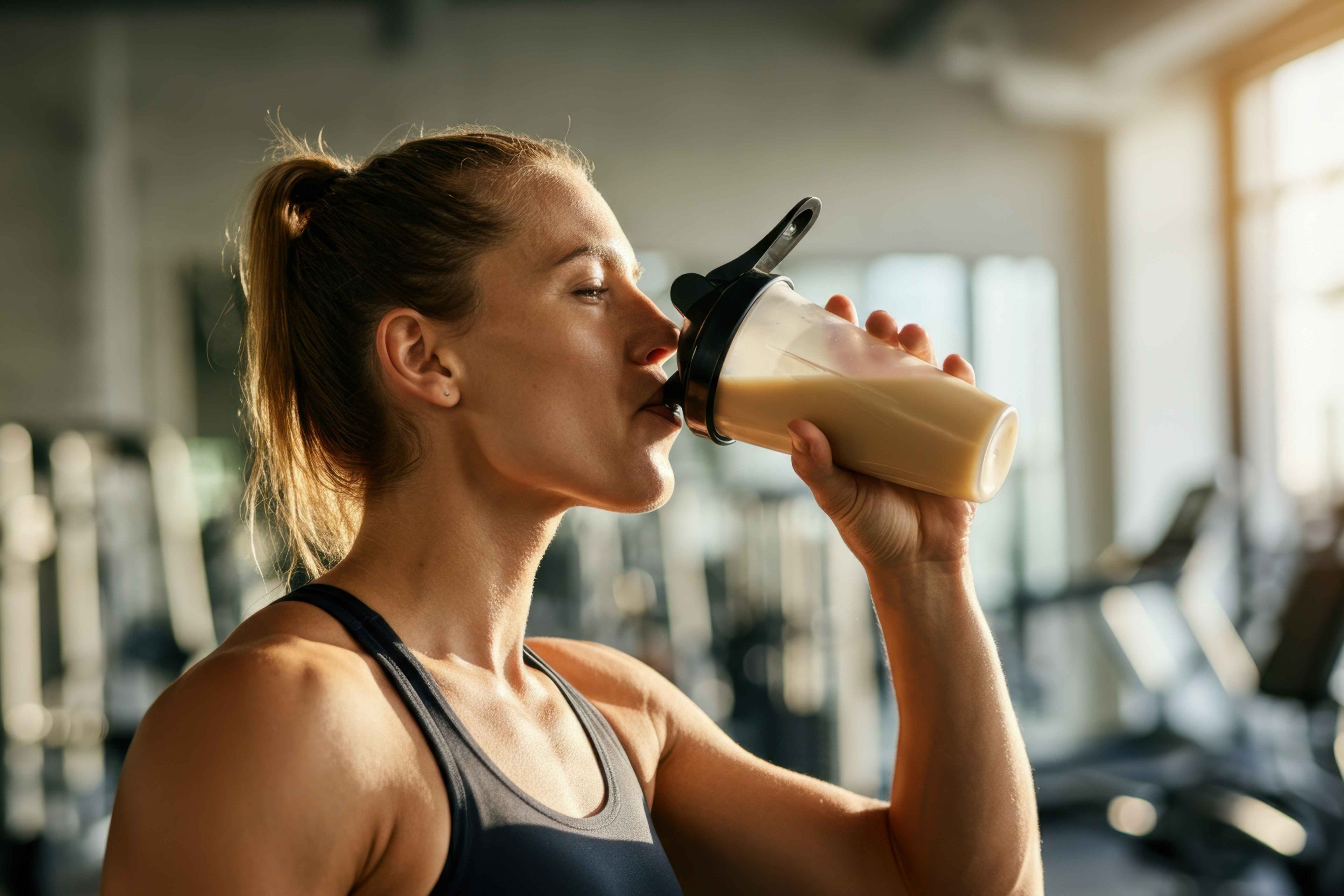 žena pije protein